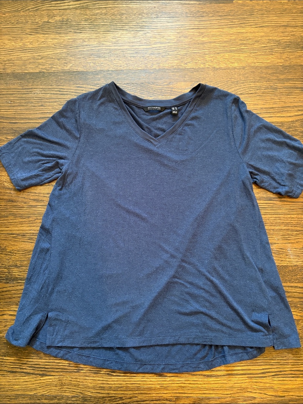 H by Halston Navy V-Neck Short Sleeve Tee